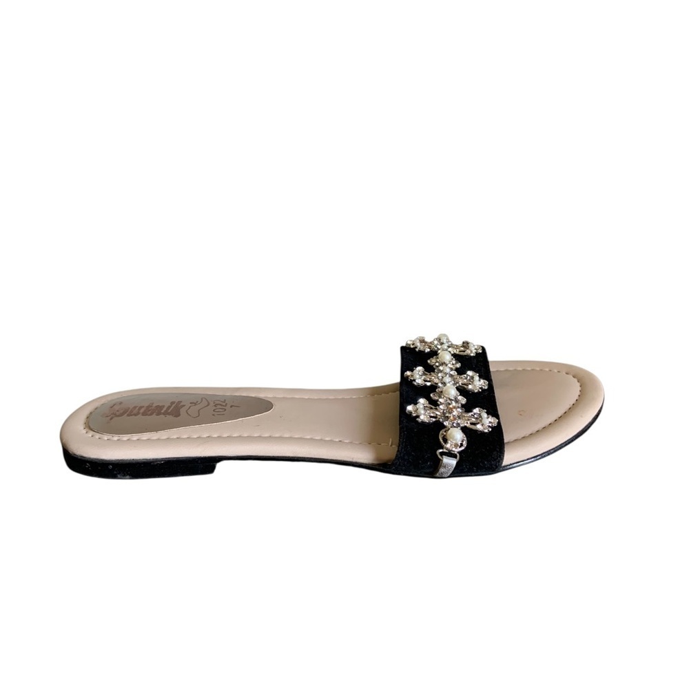 Elegant Black Embellished Women's Sandals 7